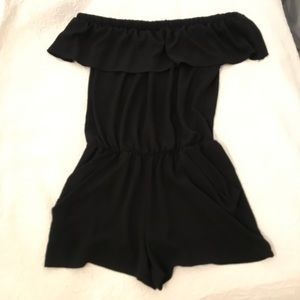 Black off-the-shoulder romper